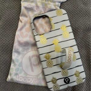 Loopy Case Pineapple Pattern Phone Case - White fits the iphone 13 pro max LEFTY